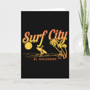 Tarjeta Ciudad de Surf El Salvador Playa Vintage Recuerdo