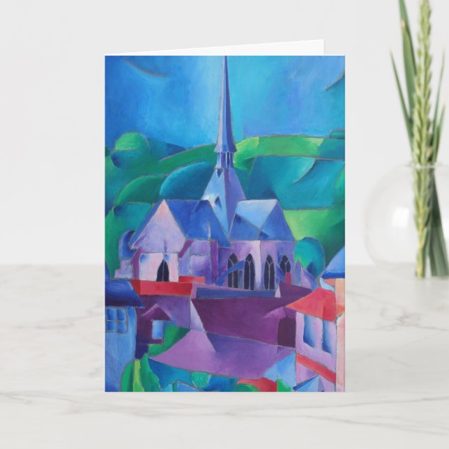 Tarjeta Ciudad francesa con pintura de iglesia (Anverso)