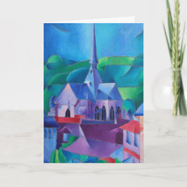 Tarjeta Ciudad francesa con pintura de iglesia