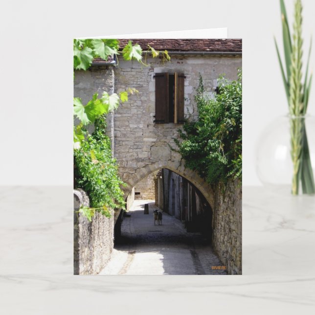 Tarjeta Ciudad medieval y puerta de entrada, Francia (Anverso)