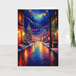 Tarjeta Ciudad navidad De Noche