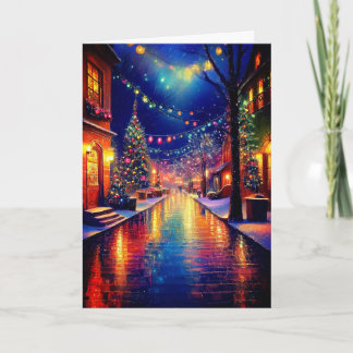 Tarjeta Ciudad navidad De Noche