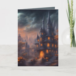 Tarjeta ciudad victoriana Halloween