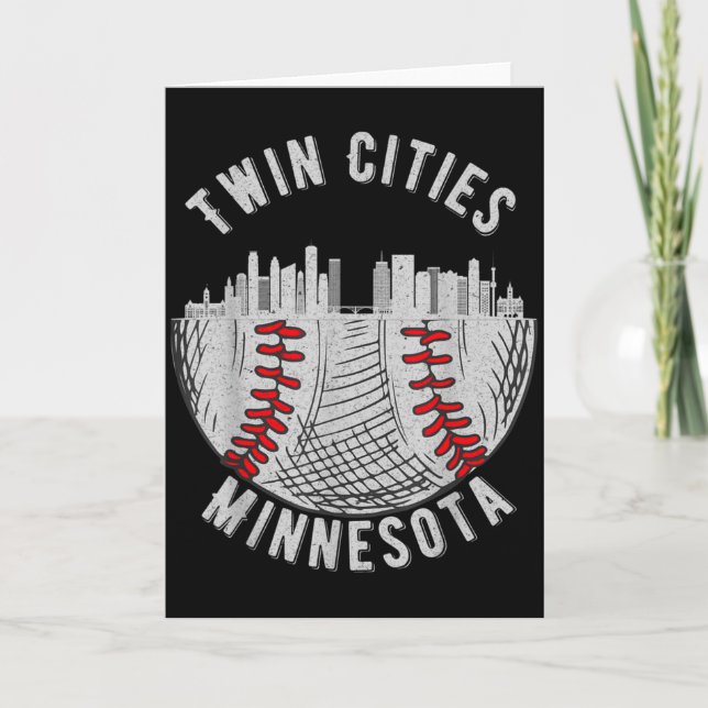 Tarjeta Ciudades Gemelas Genial Minnesota Mn Béisbol Silue (Anverso)