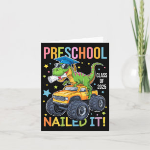 Tarjeta Cl De Graduación Preescolar De Dinosaurio Graduado