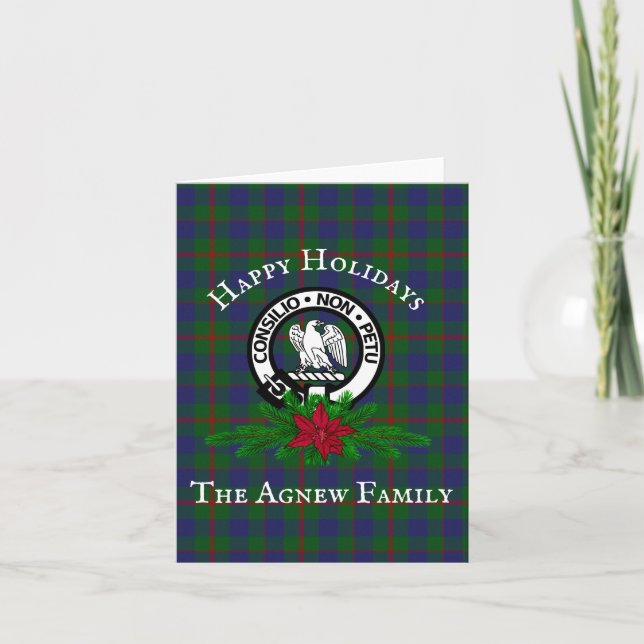 Tarjeta Clan Agnew Escudo y Tartan Holiday (Anverso)