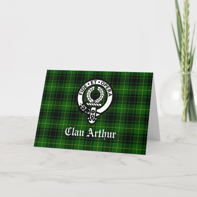 Tarjeta Clan Arthur / MacArthur Escudo y Tartán (Anverso)