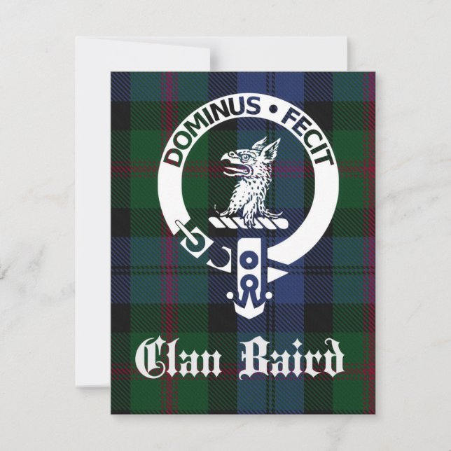 Tarjeta Clan Baird Escudo Tartan Greeting (Anverso)