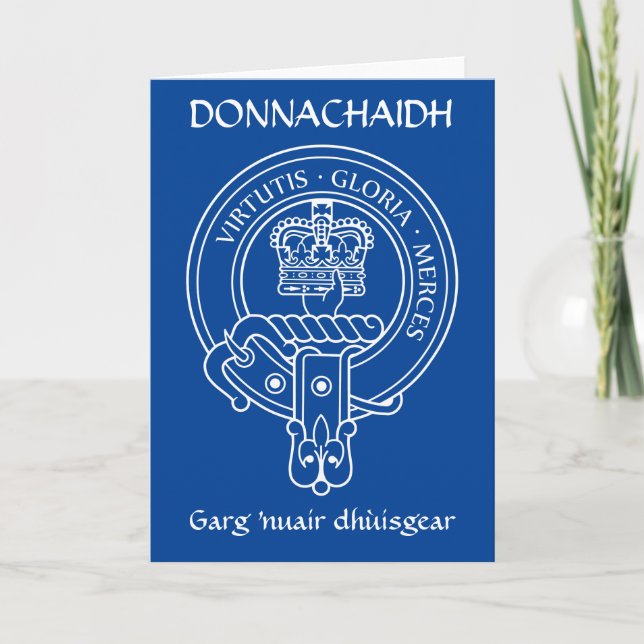 Tarjeta Clan Donnachaidh (Robertson) Escudo y grito de gue (Anverso)
