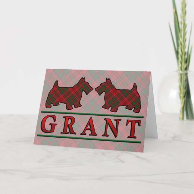 Tarjeta Clan Grant Tartan Scottie Dogs (Anverso)