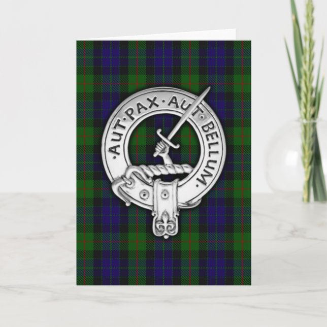 Tarjeta Clan Gunn Escudo y Tartán (Anverso)