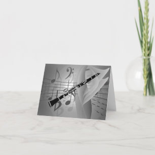 Tarjeta Clarinet con acentos musicales