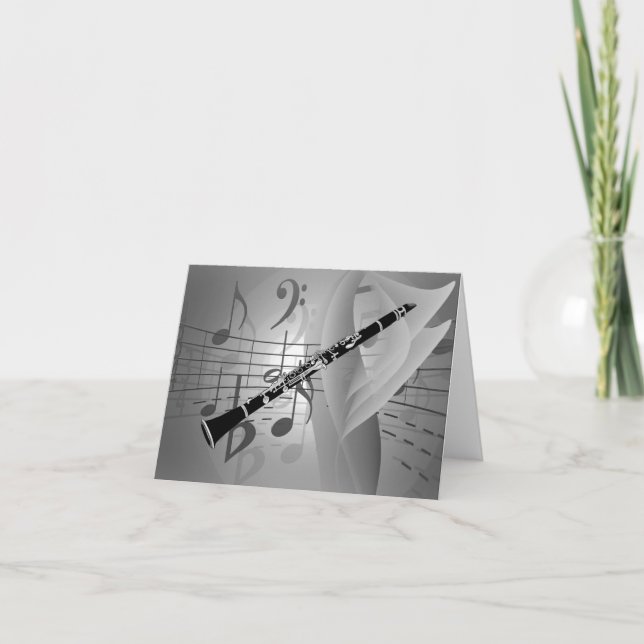 Tarjeta Clarinet con acentos musicales (Anverso)