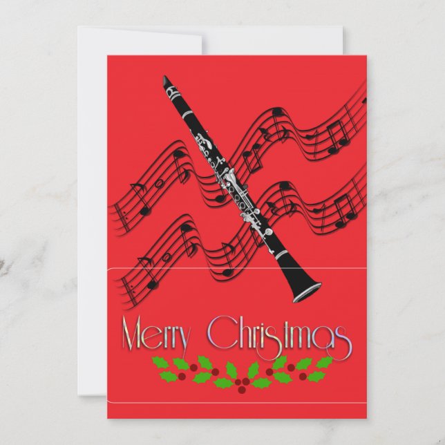 Tarjeta Clarinet Navidad Acebo  (Anverso)