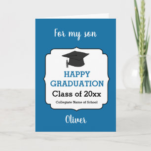 Tarjeta Clase Azul de 2025 Graduate Felicitaciones hijo