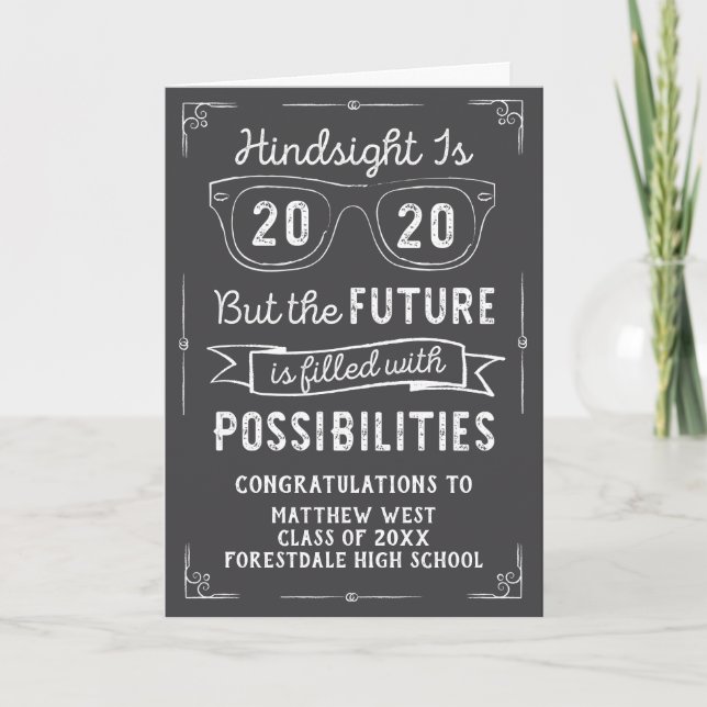 Tarjeta Clase de 2020 Graduation Hindsight es 2020 (Anverso)