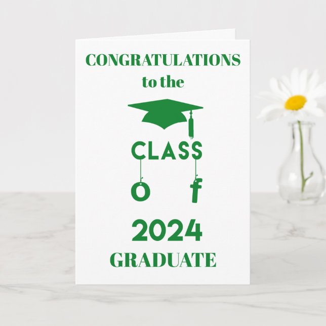 Tarjeta Clase de 2024 - Graduado de felicitaciones - Verde (Planta pequeña)