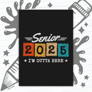 Tarjeta Clase de 2025 Graduación Retro Vintage Senior 2025