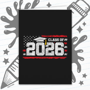 Tarjeta Clase de 2026 Bandera de Graduación Patriótica de 