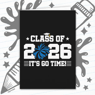 Tarjeta Clase de 2026 Blue Cheer Graduación ¡Es hora de ir