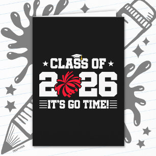 Tarjeta Clase de 2026 Cheer de Graduación ¡Es Hora de Empe