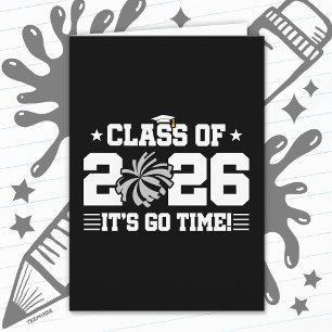 Tarjeta Clase de 2026 Gray Cheer Graduación ¡Es hora de pa