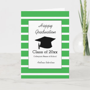 Tarjeta Clase de 2026 Verde Rayado Feliz Graduación