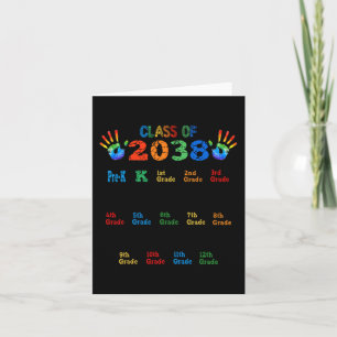 Tarjeta Clase de 2038 Grow With Me Color Handprint Pre-K 1