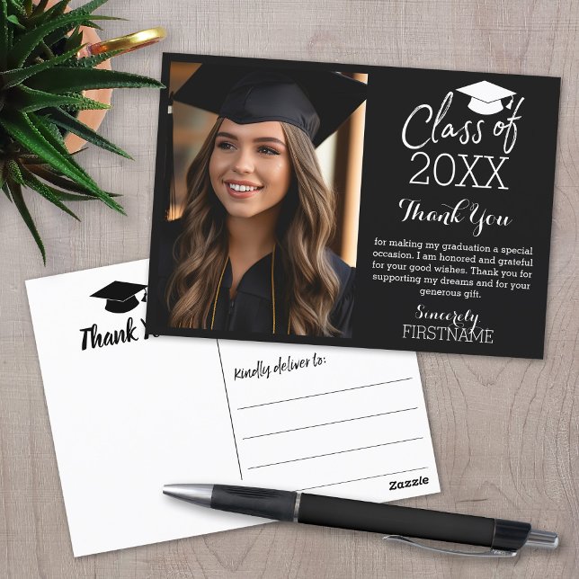 Tarjeta Clase de 20XX Graduación Gracias Foto (Graduation Thank you Postcard)