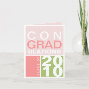 Tarjeta Clase de felicitación del año verde rosa moderno