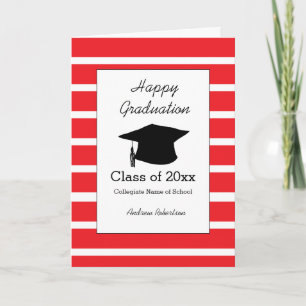 Tarjeta Clase de graduación 2026 con rayas rojas