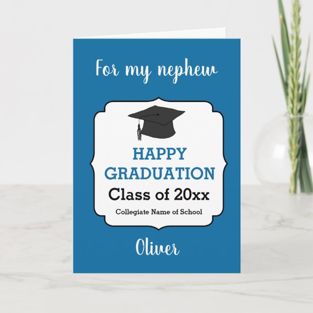 Tarjeta Clase de graduación azul de 2025 (Anverso)