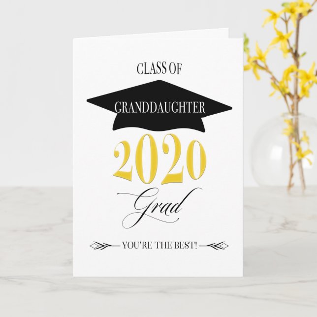 Tarjeta Clase de Graduación Clásica de 2020 para Nieta (flor amarilla)
