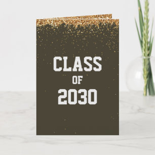 Tarjeta Clase de Graduación con Brillo Dorado