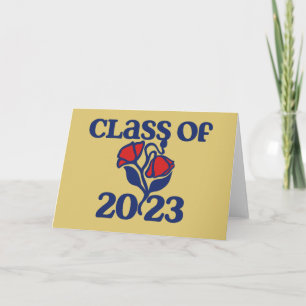 Tarjeta Clase de graduación de diseños de rosa rojo retro 