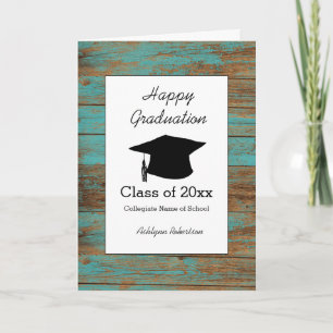 Tarjeta Clase Rustic Verde azulado Wood de 2025 Graduación