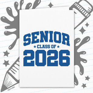 Tarjeta Clase Superior de 2026 Graduación Azul Negrita Min