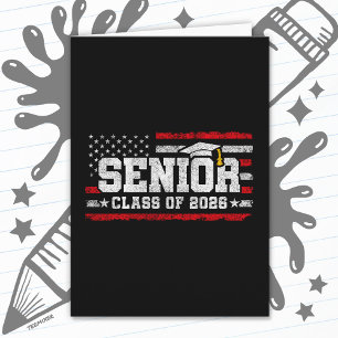 Tarjeta Clase Superior de 2026 Graduación Bandera American