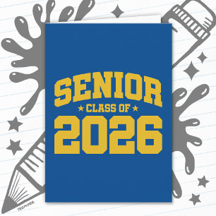 Tarjeta Clase Superior de 2026 Graduación Dorada Negrita M