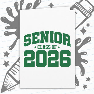 Tarjeta Clase Superior de 2026 Graduación Verde Negrita Mi
