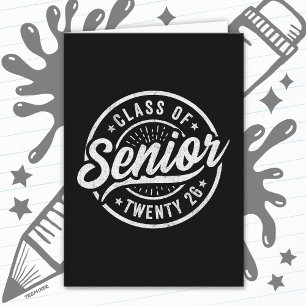 Tarjeta Clase Superior de 2026 Insignia Vintage Genial Gra