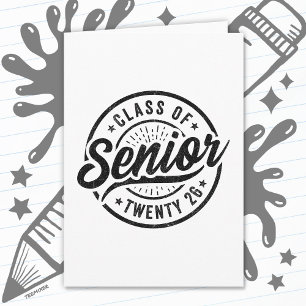 Tarjeta Clase Superior de 2026 Insignia Vintage Genial Gra