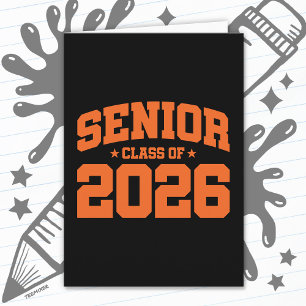 Tarjeta Clase Superior de 2026 Naranja Negro Graduación Ne