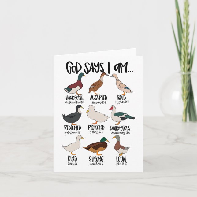 Tarjeta Clases de pato Cristiano Dios dice que soy Biblia  (Anverso)