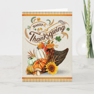 Tarjeta Clásica Cornucopia Feliz Día de Acción de Gracias