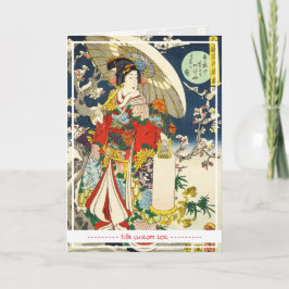 Tarjeta Clásica cosecha de ukiyo-e geisha con paraguas mai