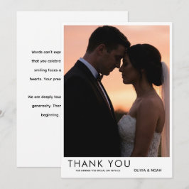 Tarjeta clásica de agradecimiento de boda con foto