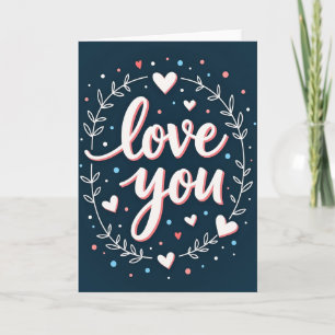 Tarjeta Clásica de Corazones y Follaje de Amor