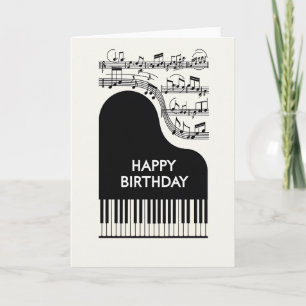 Tarjeta clásica de cumpleaños con piano