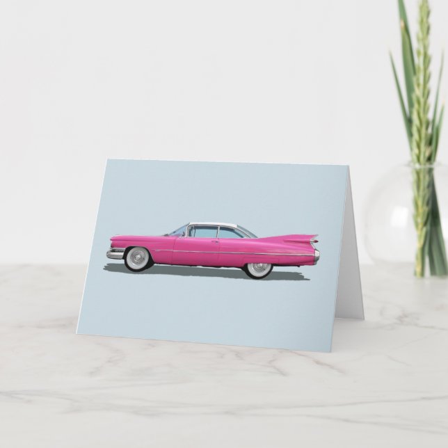 TARJETA CLÁSICA DE CUMPLEAÑOS DE AUTO PINK CADDDY (Anverso)